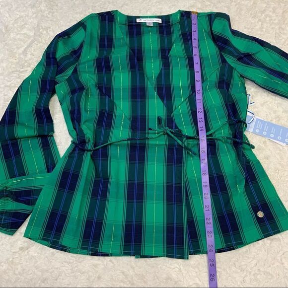 🆕 Southern Tide Green Isle Plaid Marlena Surplice Top - Picture 9 of 9